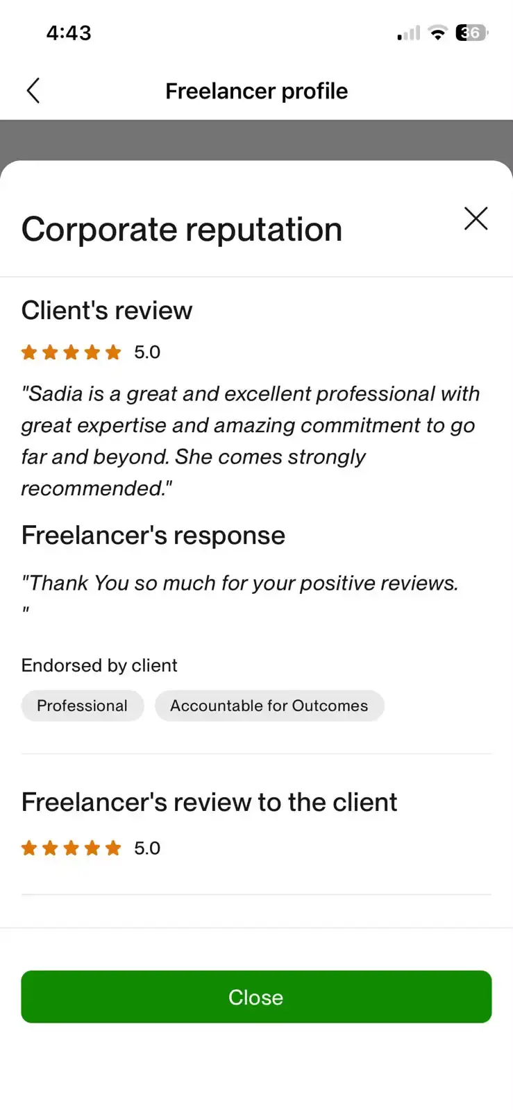 Verified Upwork client review 13