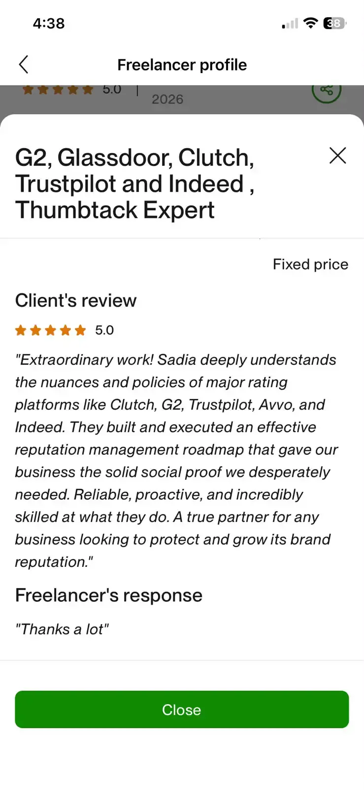 Verified Upwork client review 11